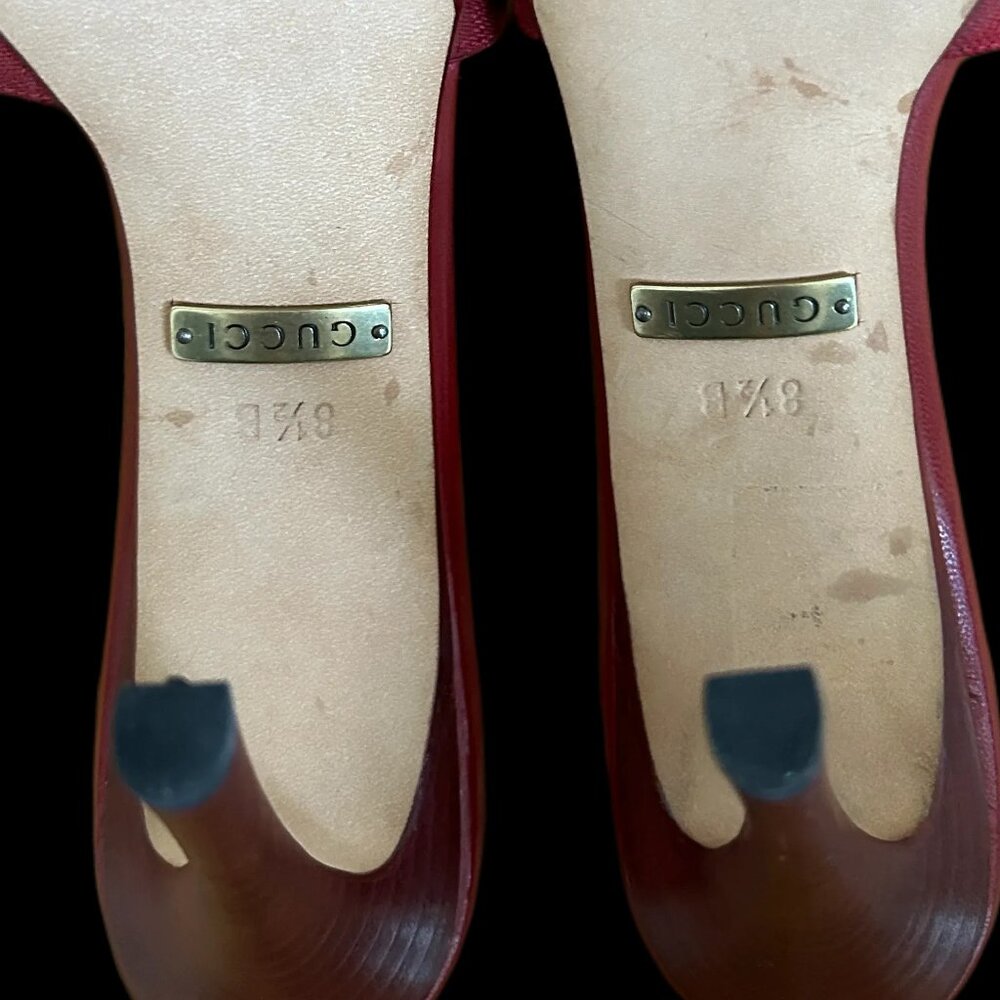 GUCCI RED STILETTO SANDALS SIZE 8 1/2 B - Picture 10 of 16